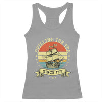 Spilling The Tea Since 1773 Racerback Tank Top Retro Sunset Boston Tea Party History