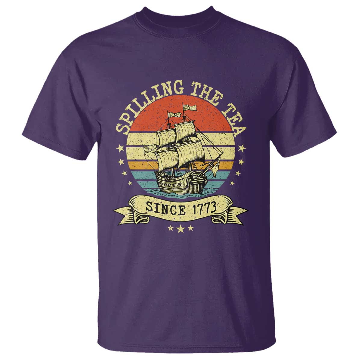 Spilling The Tea Since 1773 T Shirt Retro Sunset Boston Tea Party History