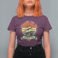 Spilling The Tea Since 1773 T Shirt For Women Retro Sunset Boston Tea Party History