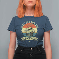 Spilling The Tea Since 1773 T Shirt For Women Retro Sunset Boston Tea Party History