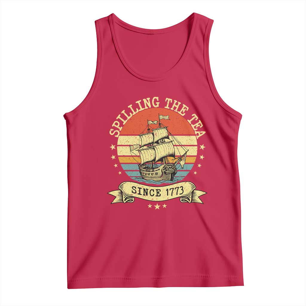 Spilling The Tea Since 1773 Tank Top Retro Sunset Boston Tea Party History