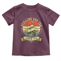 Spilling The Tea Since 1773 Toddler T Shirt Retro Sunset Boston Tea Party History