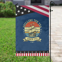 Spilling The Tea Since 1773 Patriotic Garden Flag Retro Sunset Boston Tea Party History