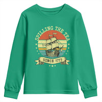 Spilling The Tea Since 1773 Youth Sweatshirt Retro Sunset Boston Tea Party History