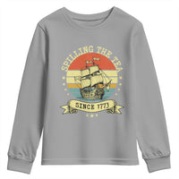 Spilling The Tea Since 1773 Youth Sweatshirt Retro Sunset Boston Tea Party History