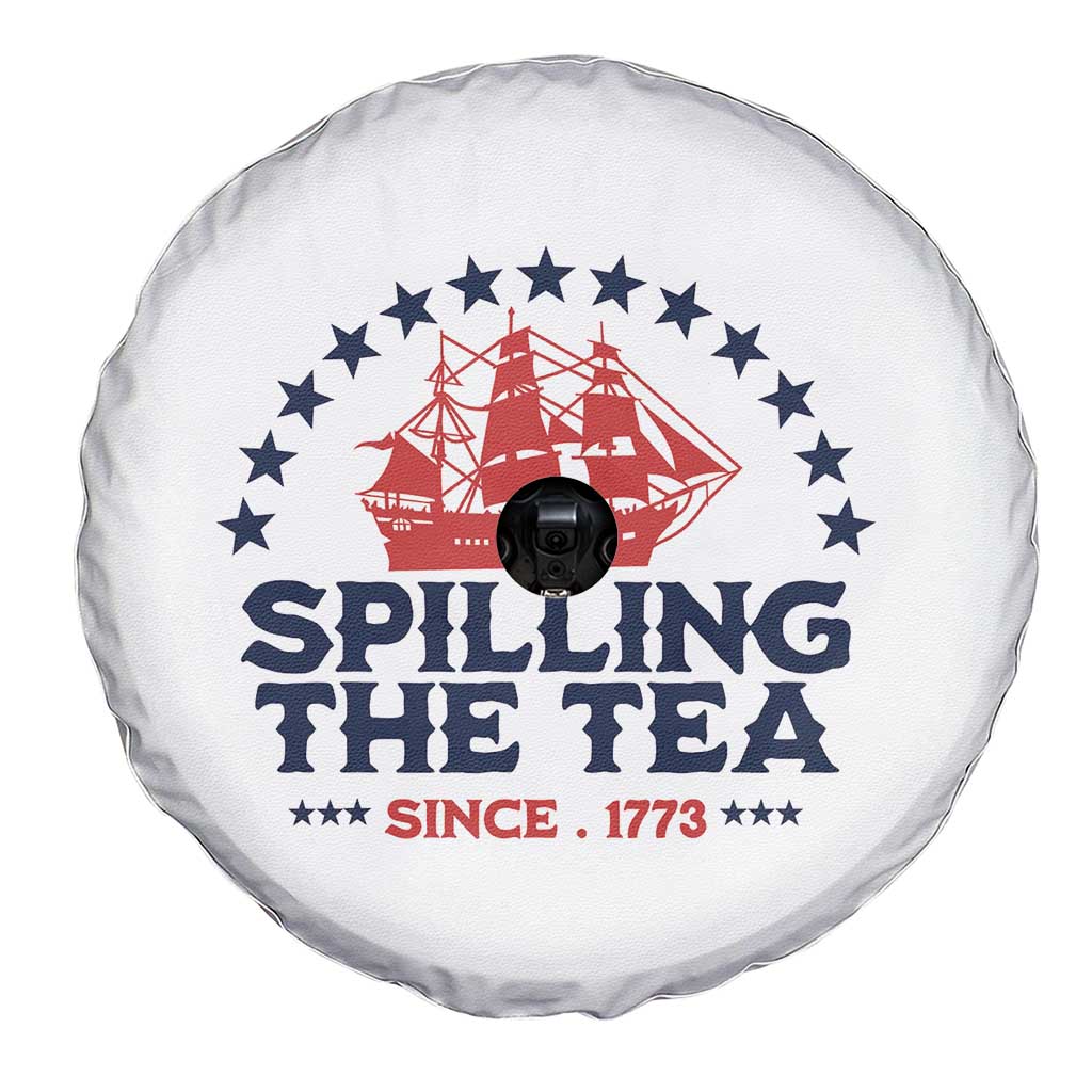 Spilling The Tea Since 1773 Spare Tire Cover Patriotic Nautical Stars American History