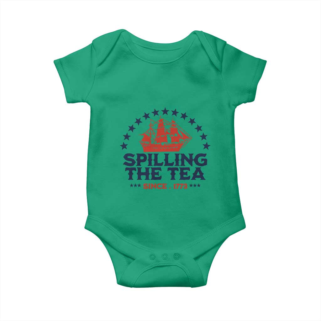 Spilling The Tea Since 1773 Baby Onesie Patriotic Nautical Stars American History