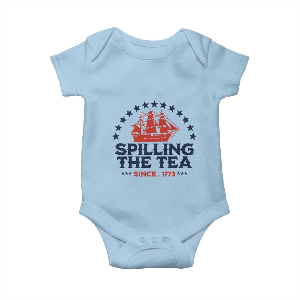 Spilling The Tea Since 1773 Baby Onesie Patriotic Nautical Stars American History