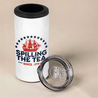 Spilling The Tea Since 1773 4 in 1 Can Cooler Tumbler Patriotic Nautical Stars American History