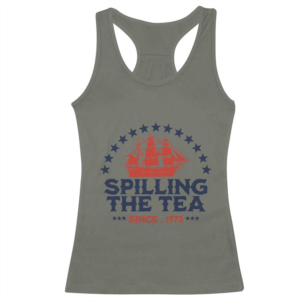 Spilling The Tea Since 1773 Racerback Tank Top Patriotic Nautical Stars American History