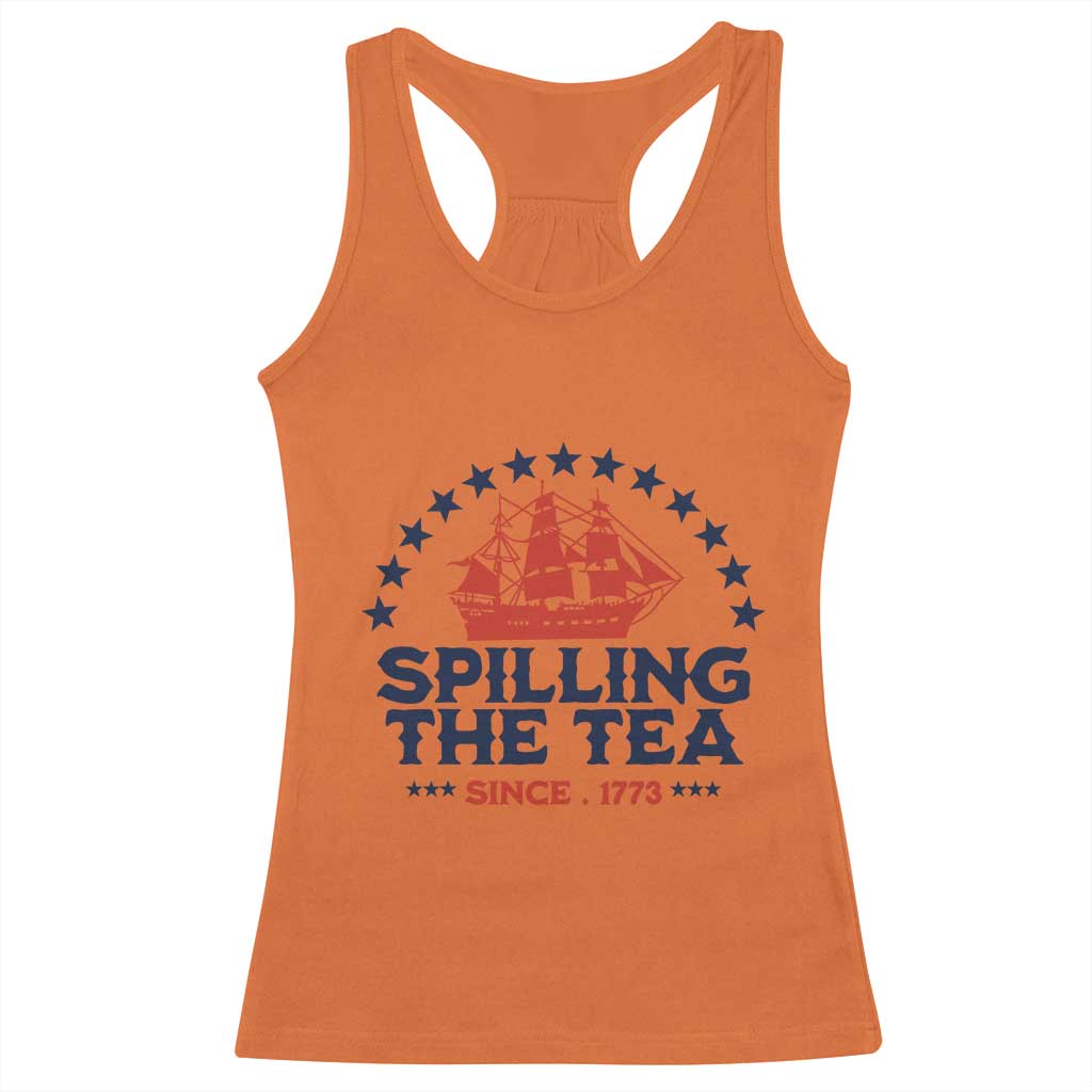 Spilling The Tea Since 1773 Racerback Tank Top Patriotic Nautical Stars American History