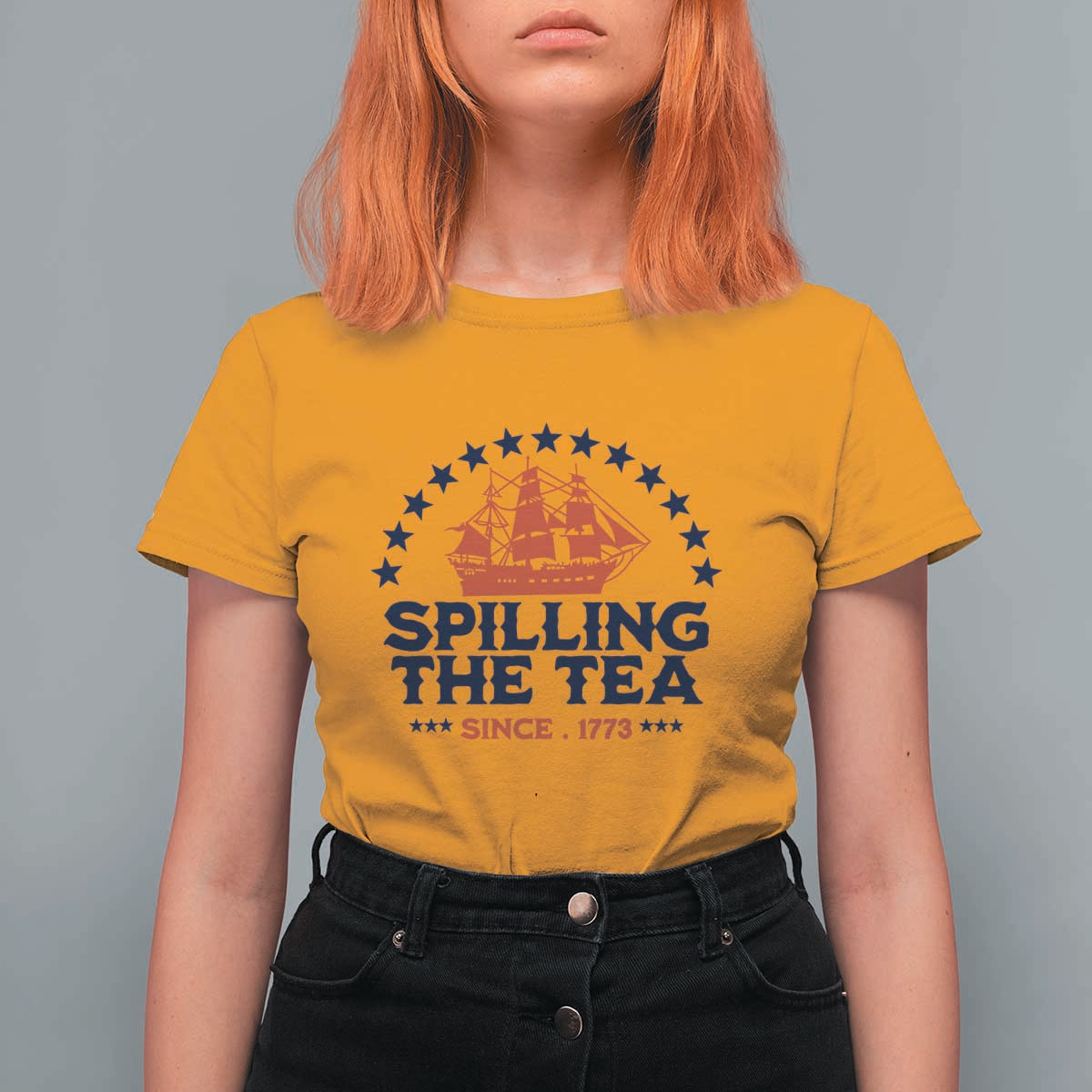 Spilling The Tea Since 1773 T Shirt For Women Patriotic Nautical Stars American History