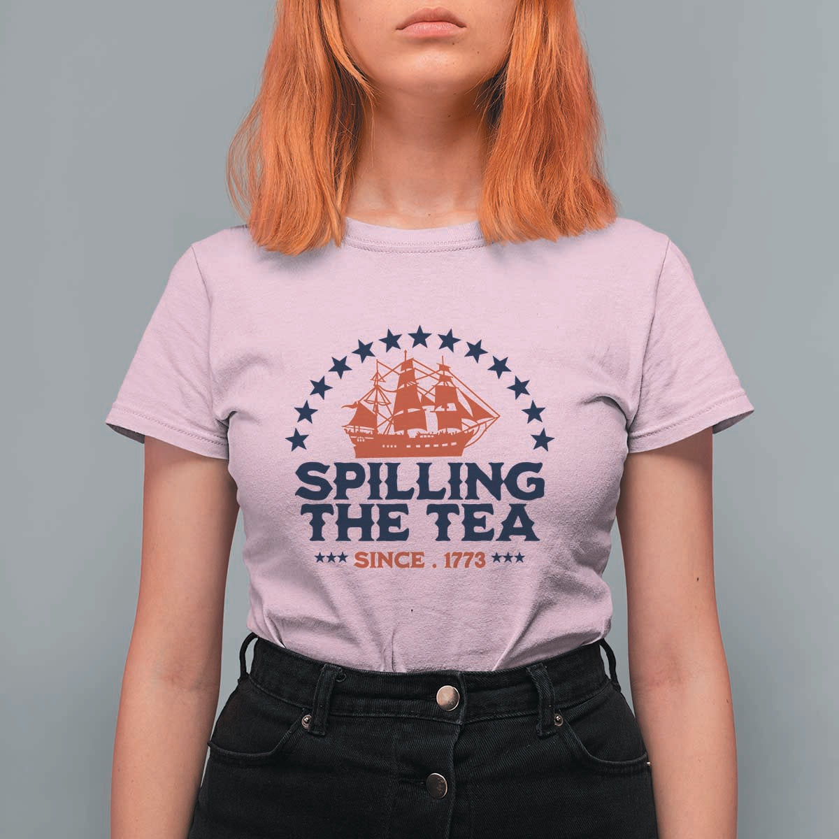 Spilling The Tea Since 1773 T Shirt For Women Patriotic Nautical Stars American History