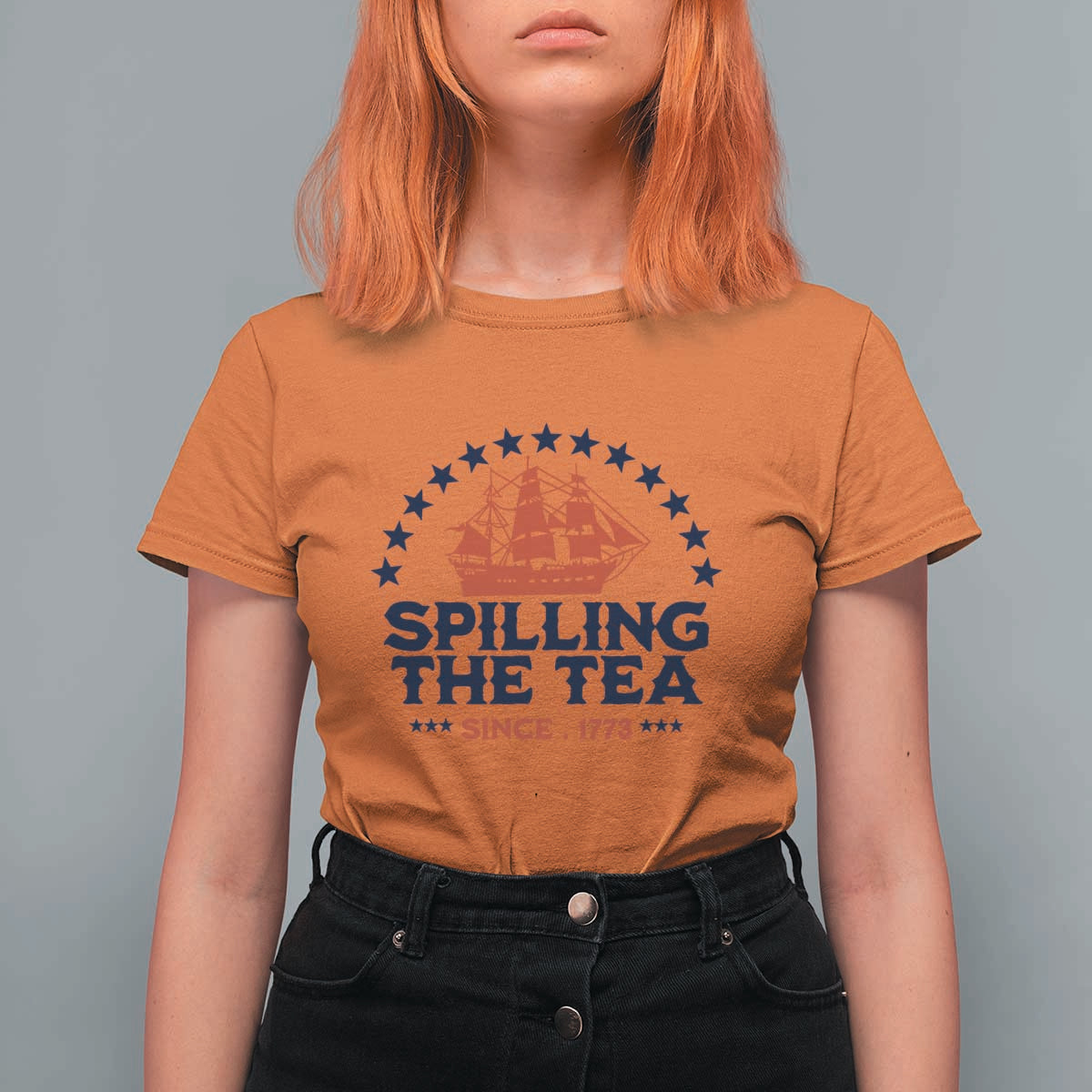 Spilling The Tea Since 1773 T Shirt For Women Patriotic Nautical Stars American History