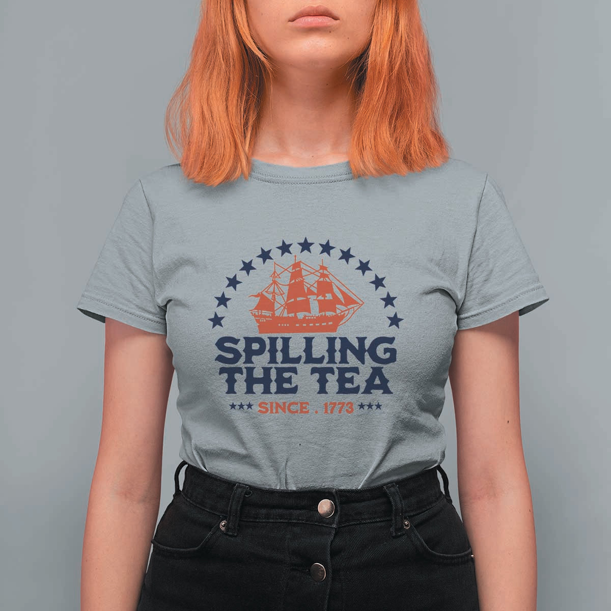 Spilling The Tea Since 1773 T Shirt For Women Patriotic Nautical Stars American History