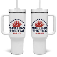 Spilling The Tea Since 1773 Tumbler With Handle Patriotic Nautical Stars American History