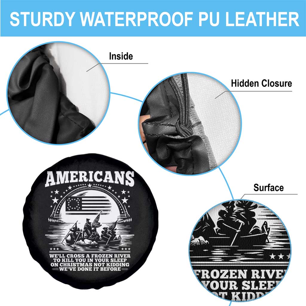 Funny Patriotic Military History Spare Tire Cover Americans Crossing A Frozen River To Kill You In Your Sleep On Christmas
