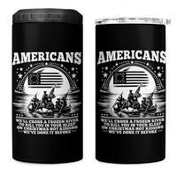 Funny Patriotic Military History 4 in 1 Can Cooler Tumbler Americans Crossing A Frozen River To Kill You In Your Sleep On Christmas