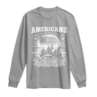 Funny Patriotic Military History Long Sleeve Shirt Americans Crossing A Frozen River To Kill You In Your Sleep On Christmas