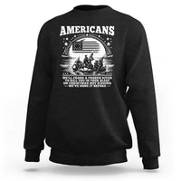 Funny Patriotic Military History Sweatshirt Americans Crossing A Frozen River To Kill You In Your Sleep On Christmas