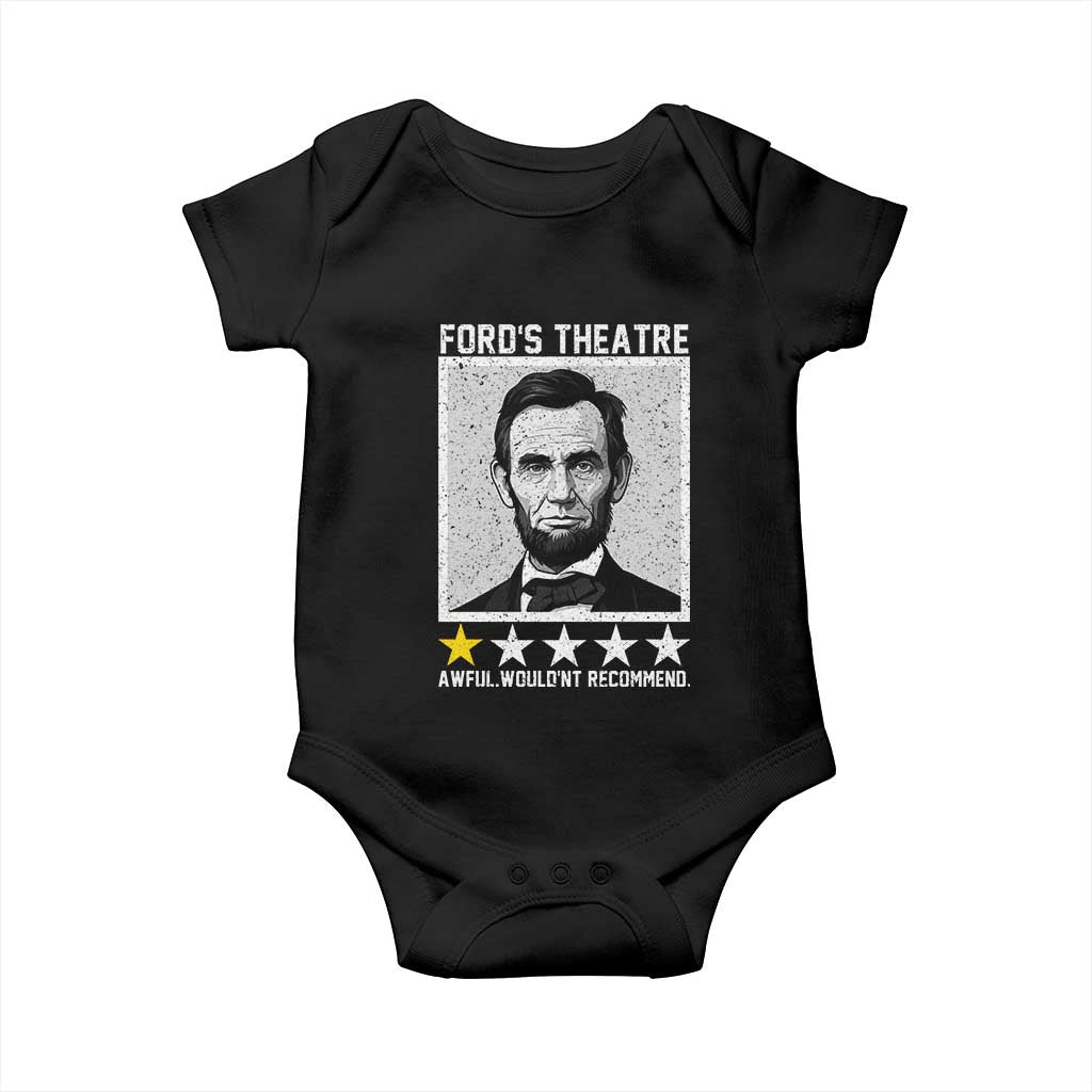 Fords Theatre One Star Awful Wouldnt Recommend Baby Onesie Abraham Lincoln Funny History Dark Humor