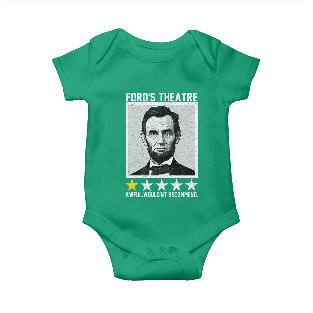 Fords Theatre One Star Awful Wouldnt Recommend Baby Onesie Abraham Lincoln Funny History Dark Humor