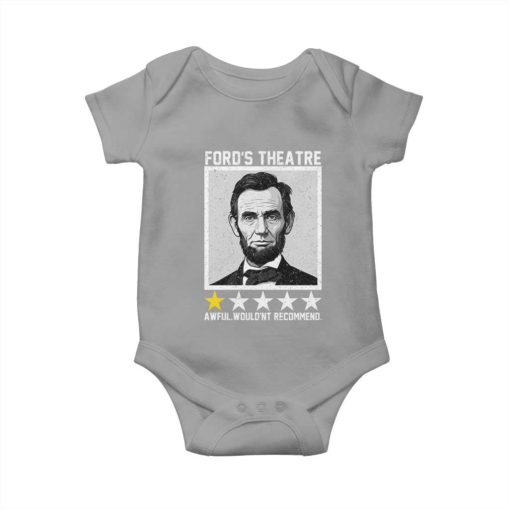 Fords Theatre One Star Awful Wouldnt Recommend Baby Onesie Abraham Lincoln Funny History Dark Humor