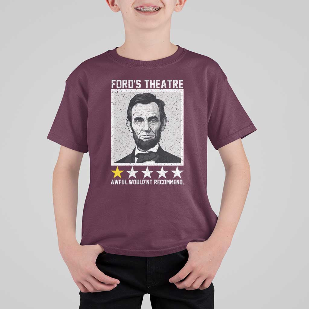 Fords Theatre One Star Awful Wouldnt Recommend T Shirt For Kid Abraham Lincoln Funny History Dark Humor