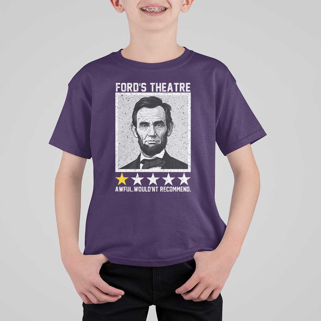 Fords Theatre One Star Awful Wouldnt Recommend T Shirt For Kid Abraham Lincoln Funny History Dark Humor