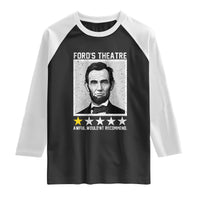 Fords Theatre One Star Awful Wouldnt Recommend Raglan Shirt Abraham Lincoln Funny History Dark Humor