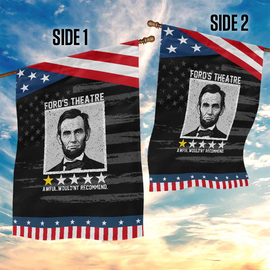Fords Theatre One Star Awful Wouldnt Recommend Patriotic Garden Flag Abraham Lincoln Funny History Dark Humor