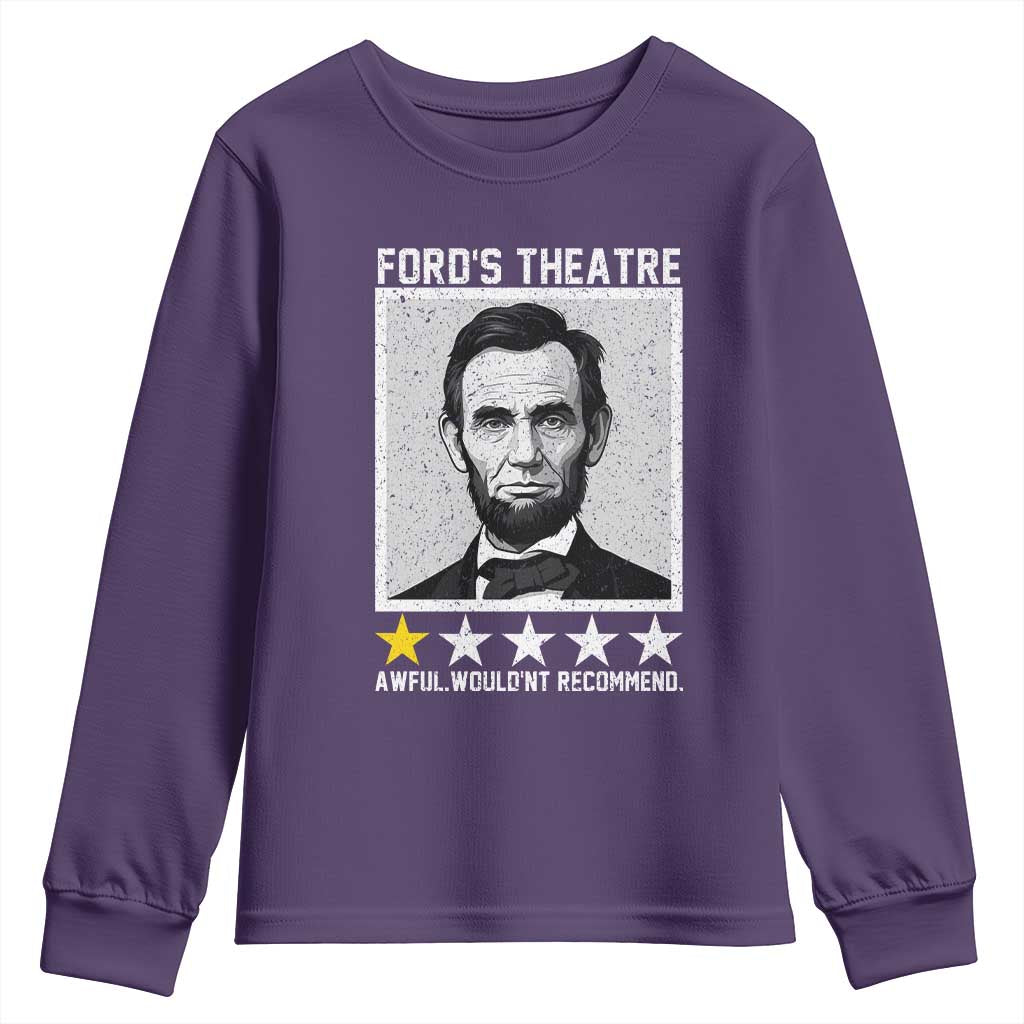 Fords Theatre One Star Awful Wouldnt Recommend Youth Sweatshirt Abraham Lincoln Funny History Dark Humor