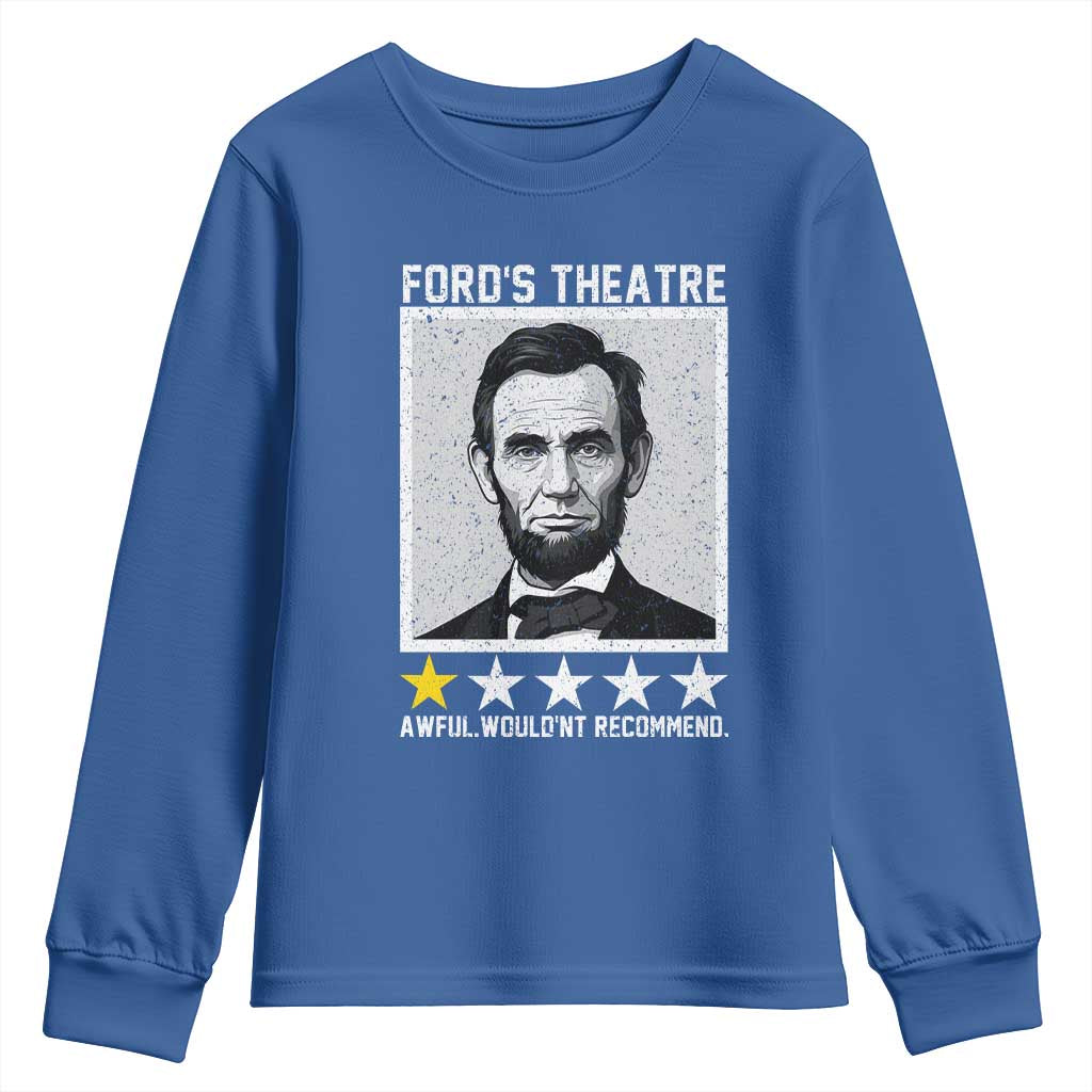 Fords Theatre One Star Awful Wouldnt Recommend Youth Sweatshirt Abraham Lincoln Funny History Dark Humor