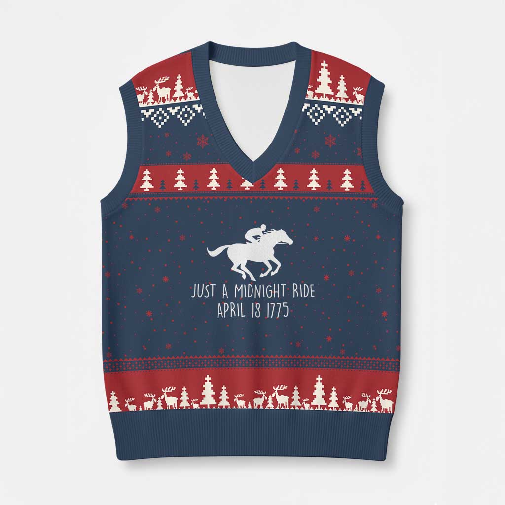 Paul Revere American History V-Neck Knit Sweater Vest Just A Midnight Ride April 18 1775
