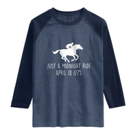 Paul Revere American History Raglan Shirt Just A Midnight Ride April 18 1775