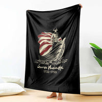 George Washington Crossing The Delaware Patriotic Throw Blanket Vintage American Flag Graphic