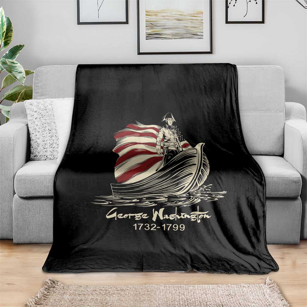 George Washington Crossing The Delaware Patriotic Throw Blanket Vintage American Flag Graphic