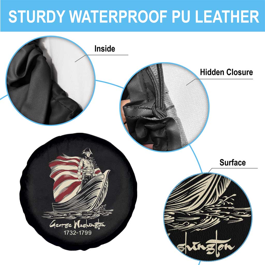 George Washington Crossing The Delaware Patriotic Spare Tire Cover Vintage American Flag Graphic