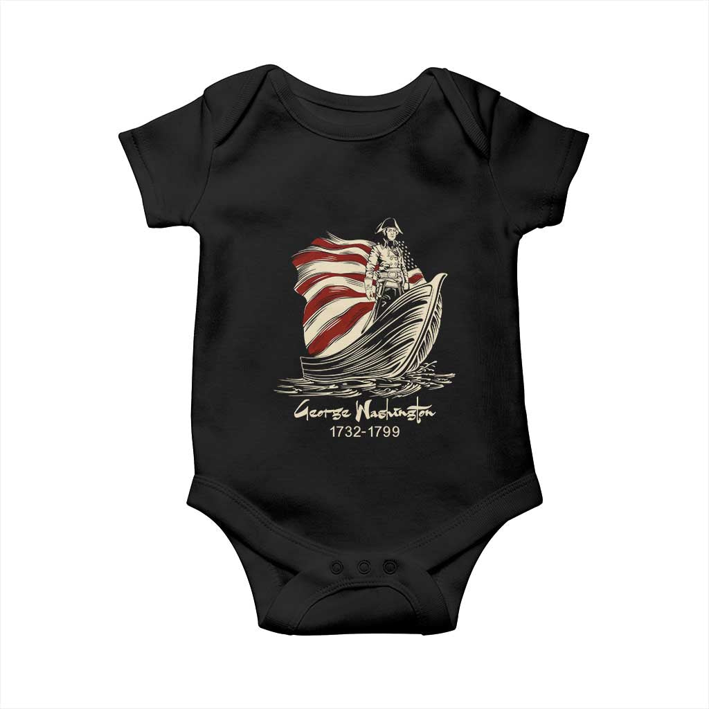 George Washington Crossing The Delaware Patriotic Baby Onesie Vintage American Flag Graphic