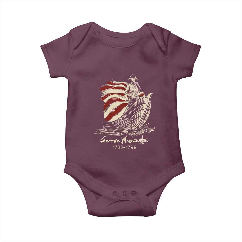 George Washington Crossing The Delaware Patriotic Baby Onesie Vintage American Flag Graphic