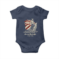 George Washington Crossing The Delaware Patriotic Baby Onesie Vintage American Flag Graphic