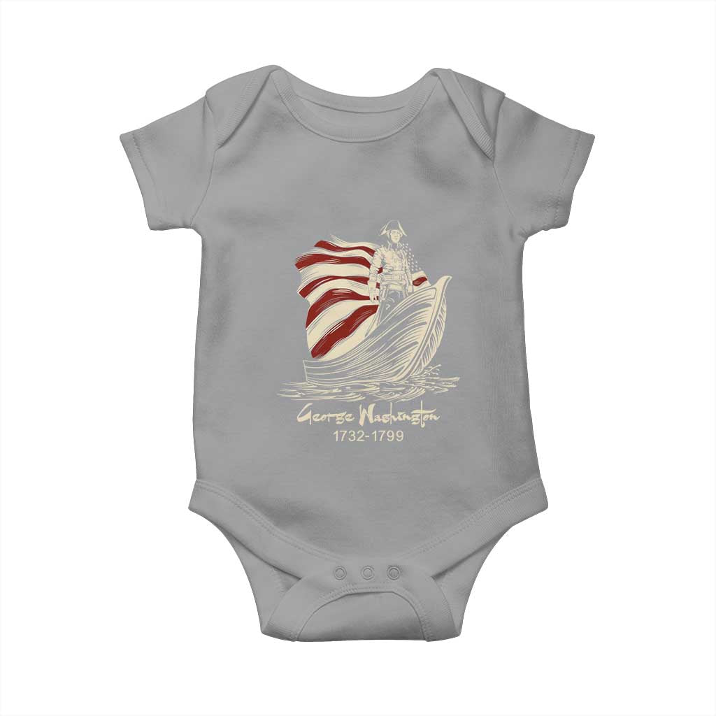 George Washington Crossing The Delaware Patriotic Baby Onesie Vintage American Flag Graphic