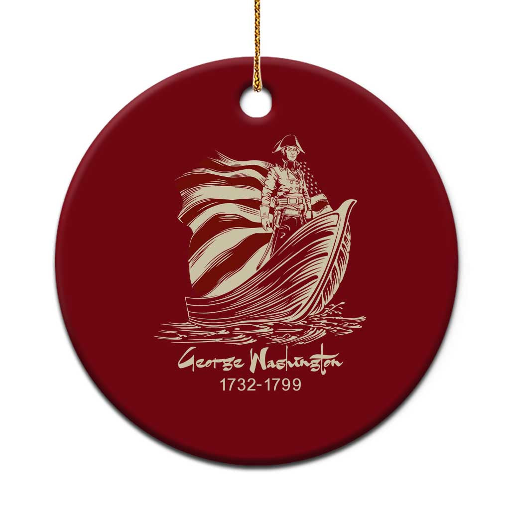 George Washington Crossing The Delaware Patriotic Ceramic Ornament Vintage American Flag Graphic