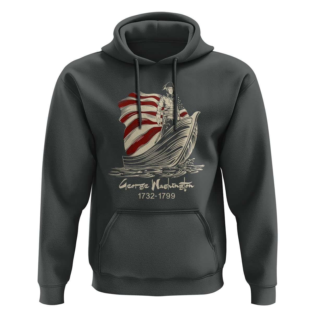 George Washington Crossing The Delaware Patriotic Hoodie Vintage American Flag Graphic