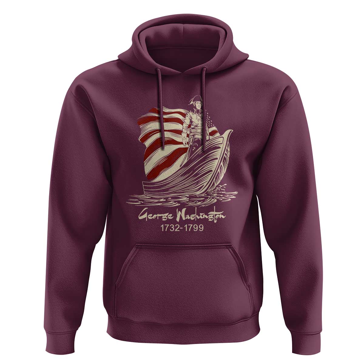 George Washington Crossing The Delaware Patriotic Hoodie Vintage American Flag Graphic