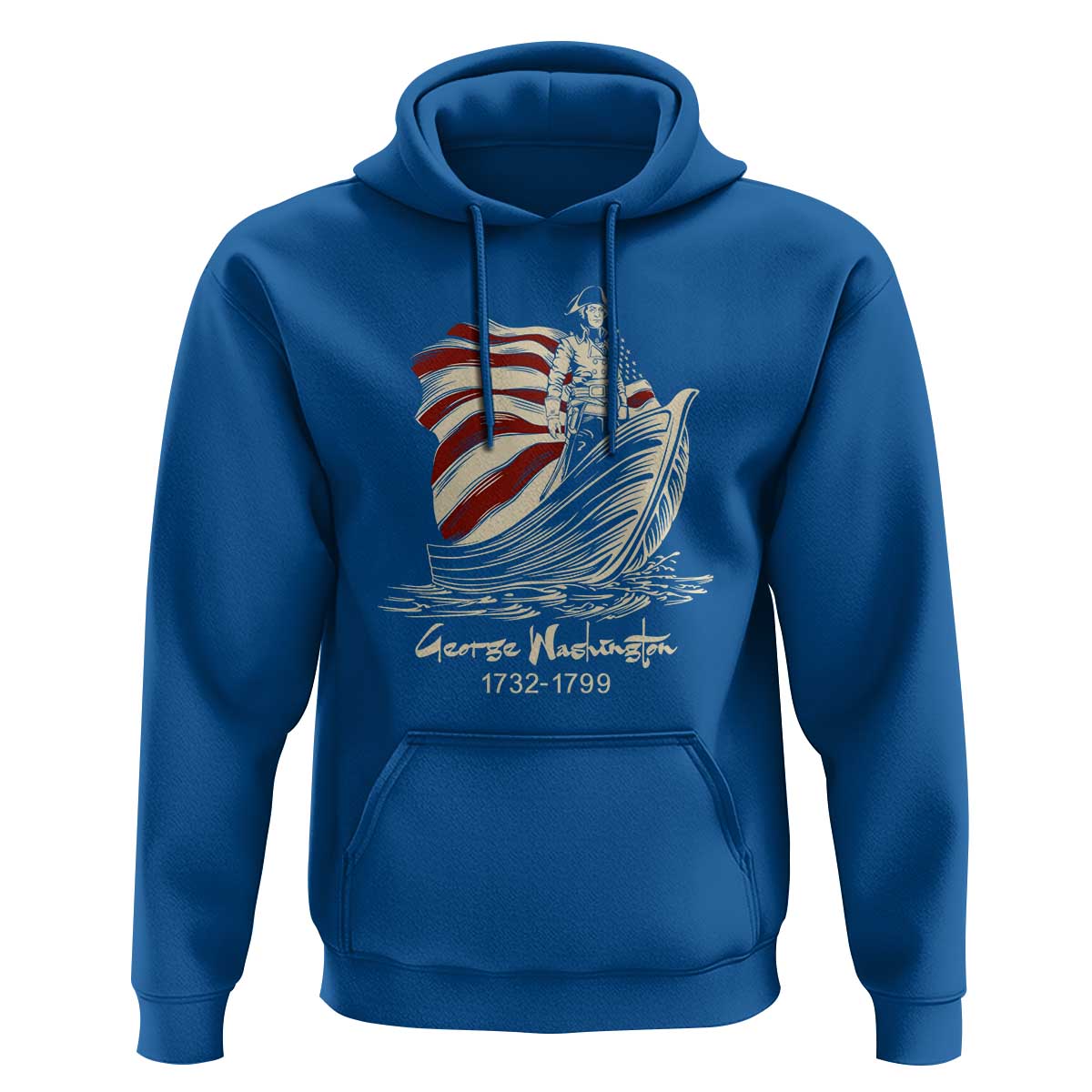 George Washington Crossing The Delaware Patriotic Hoodie Vintage American Flag Graphic