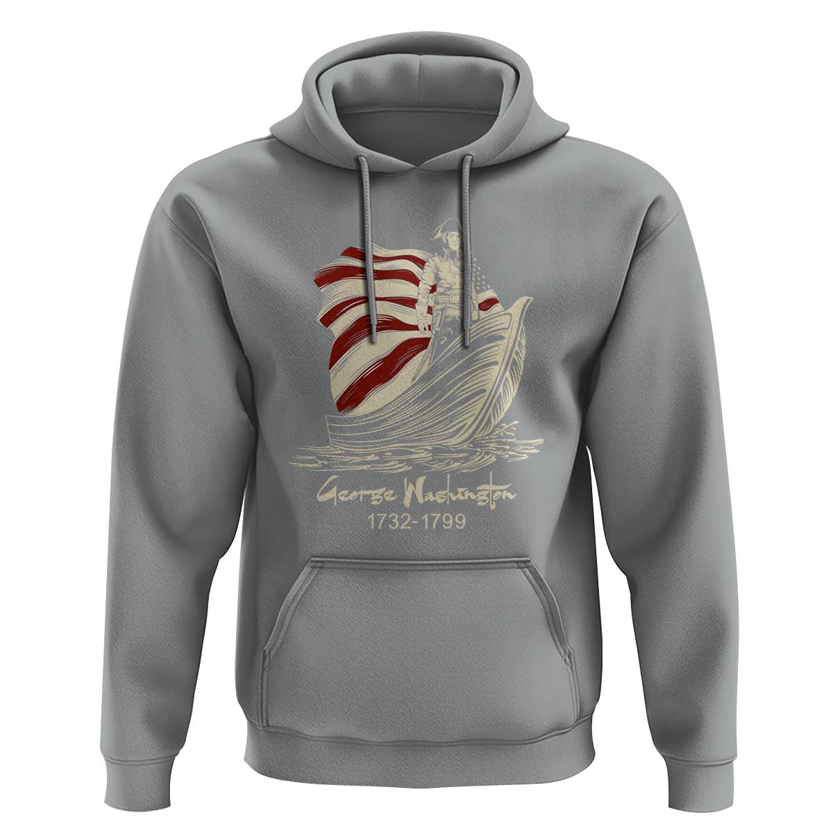 George Washington Crossing The Delaware Patriotic Hoodie Vintage American Flag Graphic