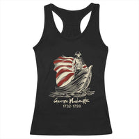 George Washington Crossing The Delaware Patriotic Racerback Tank Top Vintage American Flag Graphic