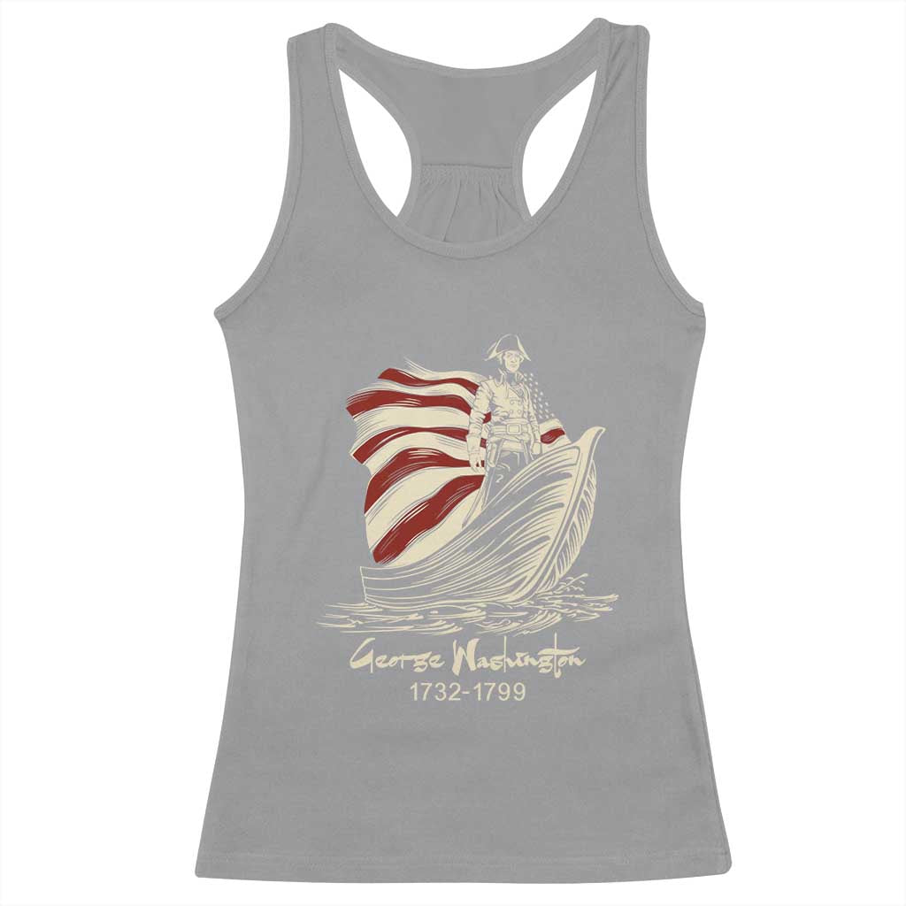 George Washington Crossing The Delaware Patriotic Racerback Tank Top Vintage American Flag Graphic