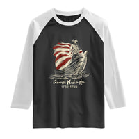George Washington Crossing The Delaware Patriotic Raglan Shirt Vintage American Flag Graphic